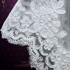 Cathedral Wedding Veil with Lace from Midway, Lace Veil, Lace Wedding Veil, Long Lace Veil, Single Tier Veil VG1012 image 5