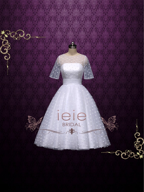 Polka Dot Wedding Dress Retro Tea Length Wedding Dress Etsy
