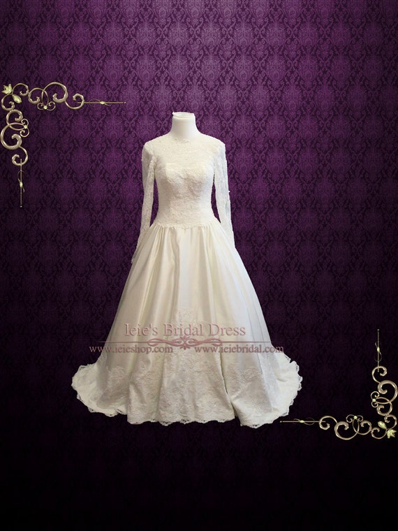 Modesta manga larga de estilo victoriano de encaje vestido de | Etsy México