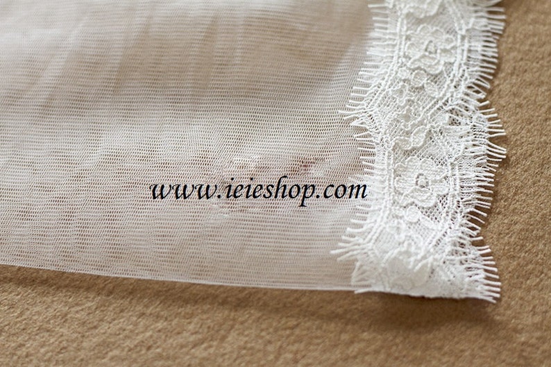 Long Cathedral Lace Mantilla Wedding veil with Eyelash Edge, VG1005 image 2