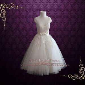 blush pink tea length wedding dress