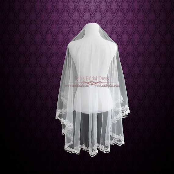 Kate Middleton Style Lace Wedding Veil Drop Veil Bridal Etsy