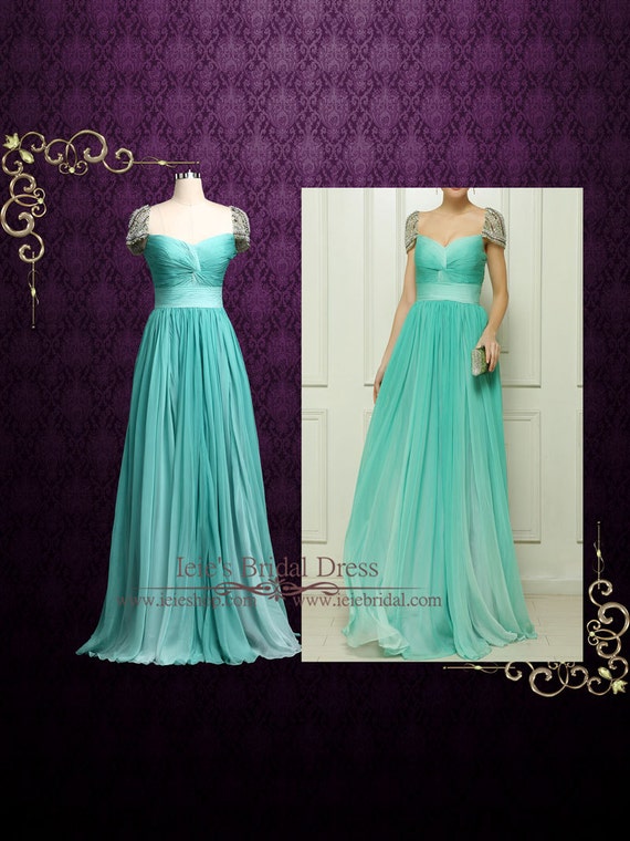SALE 50% OFF Grecian Green Chiffon Formal Prom Dress Ready - Etsy