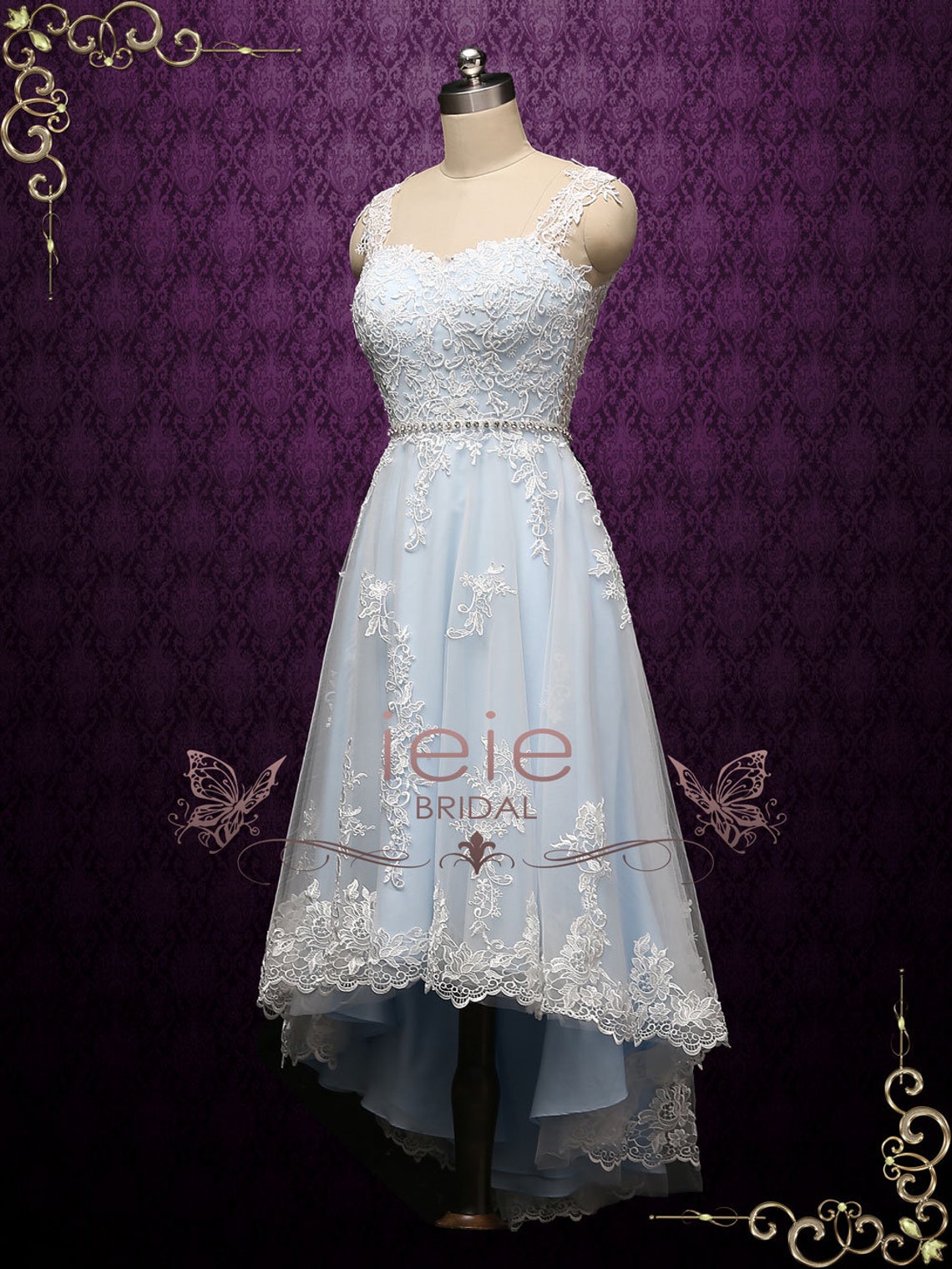 Vintage Inspired Lace High-Low Wedding Dress Short Wedding | Etsy