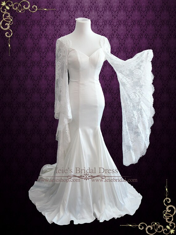 Mermaid dress with bell clearance sleeves