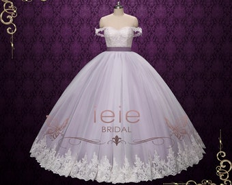 Purple Princess Ball Gown Off the Shoulder Wedding Dress VARLEY