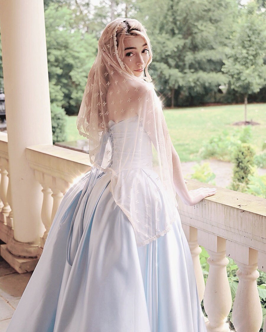 sky blue evening gown