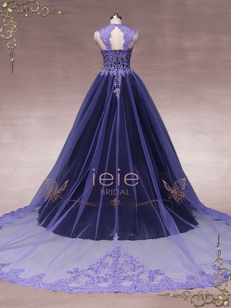 Custom Unique Purple Black Ball Gown Wedding Dress, Halloween Wedding Dress, Gothic Wedding Dress OCTOBER image 3