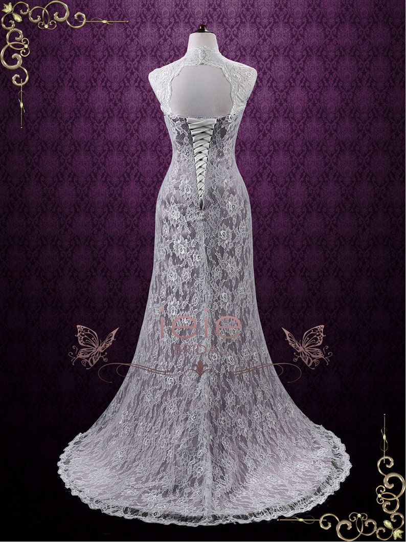 Purple Wedding Dress, Lace Wedding Dress, Vintage Style Wedding Dress, Keyhole Back Wedding Dress, Unique Wedding Dress Lucy image 5