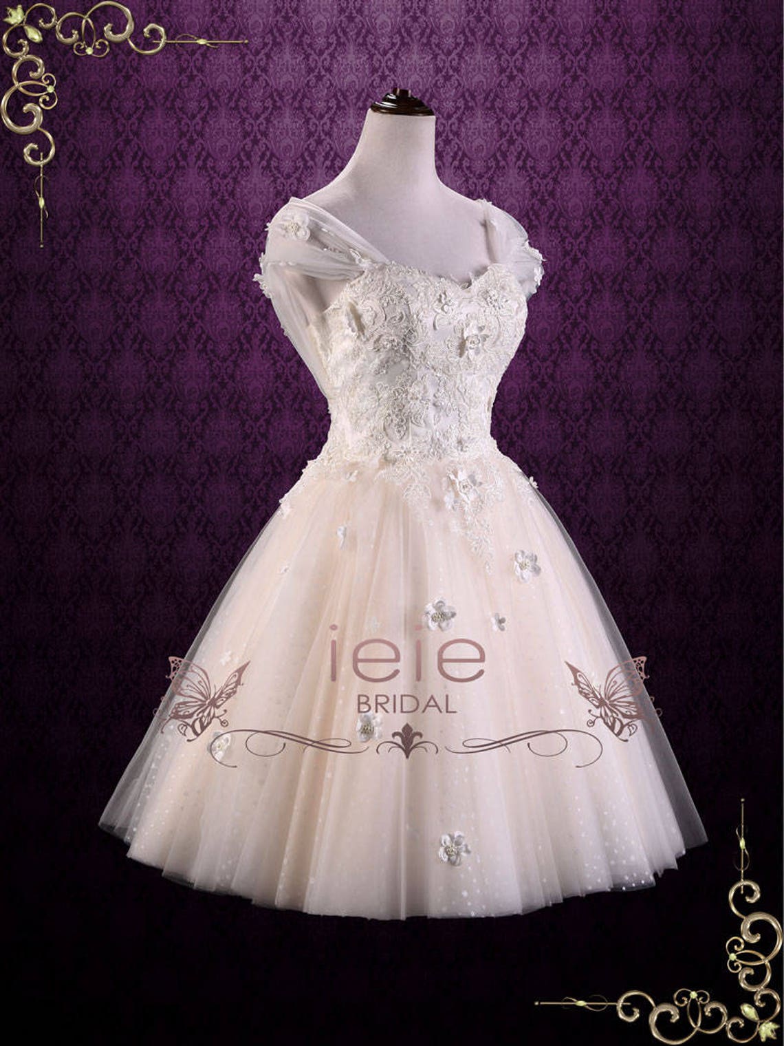 Vintage Inspired Short Tea Length Lace Wedding Dress Rosie - Etsy