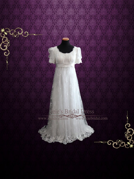 Regency Style Lace Wedding Dress With Empire Waist Vintage Etsy