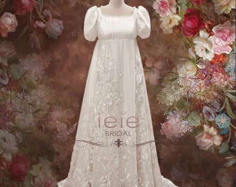 Regency Lace Wedding Dress with Empire Waist | Daphnie