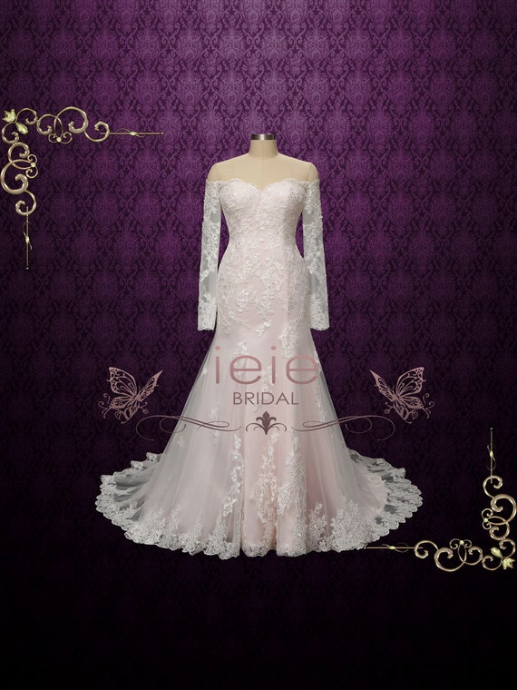 pink lace wedding dress