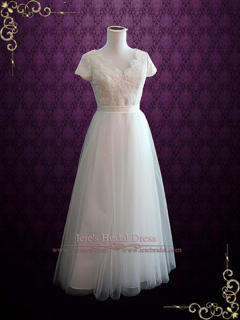 Lace Wedding Dress With Cap Sleeves V Neck Lace Wedding - Etsy