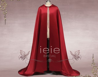 Red Satin Cape with Hood, Wedding Cloak, Wedding Cape, Y190709