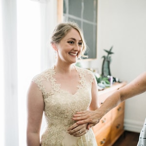 Blush Boho Lace Wedding Dress with Illusion Back, Boho Wedding Dress, Ethereal Wedding Dress, Country Wedding Dress Korynne image 4