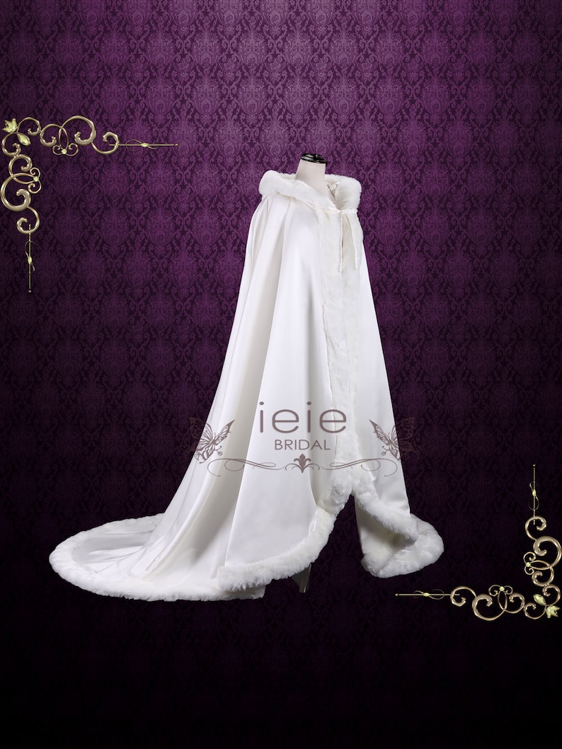 Winter Long 76 Inches Wedding Cloak With Fur Edges And Hood Etsy
