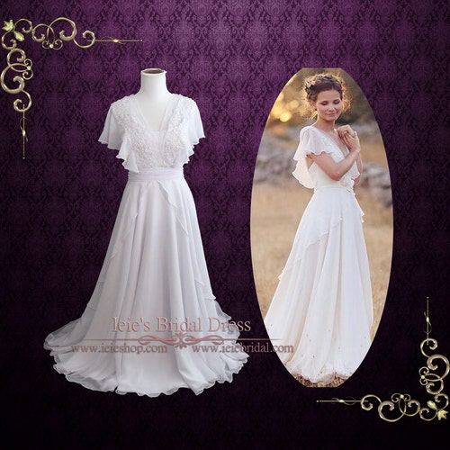 Whimsical Grecian Chiffon Wedding Dress 