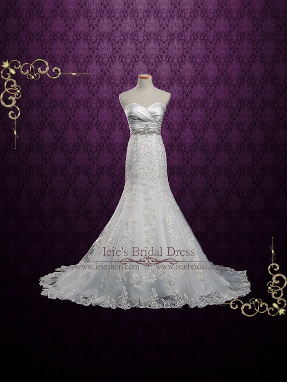 Strapless Lace Mermaid Wedding Dress With Sweetheart Neckline Etsy