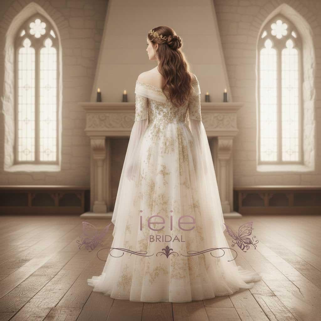 gold medieval wedding dress READY TO SHIP!!! Fairy Wedding dress inspired by Daenerys Targaryen bl –  Mariecosplayshop main image 0