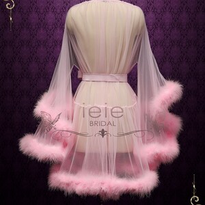 Pink Marabou Fur Illusion Bridal Honeymoon Boudoir Robe, Sexy Lingerie Cici image 4