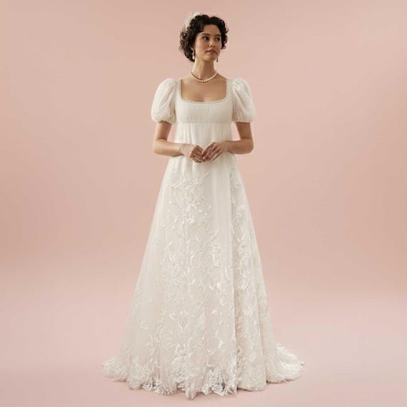 Buy Regency Lace Wedding Dress With Empire Waist | Daphnie Online in India  - Etsy