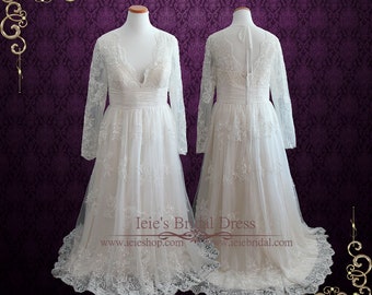 Vintage Boho Lace Wedding Dress with Sleeve | Ann LG160711