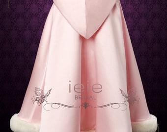 【関税込み】GIOVI Cape with fur inserts Short Children Cape With Fur Edge, Short Pink Cape With Fur