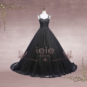 Black Lace Ball Gown Wedding Dress, Unique Wedding Dress, Halloween Wedding  Dress Martha EN180601 -  Canada