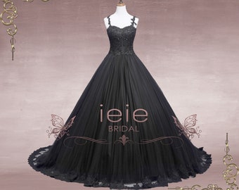 Black Gothic Lace Ball Gown Wedding Dress, Black Wedding Dress, Untraditional Wedding Dress | Faith FY151201