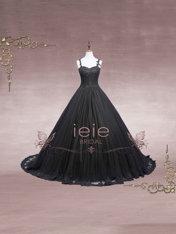 etsy black wedding dress