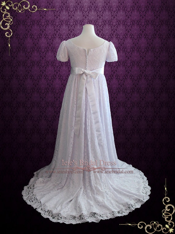 Regency Edwardian Style Lace Wedding Dress With Empire Waist Etsy