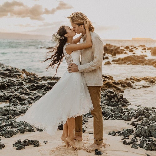 Vintage Inspired Lace High-Low Wedding Dress: Jeweled Sash Vintage Inspired Lace High-Low Wedding Dress: Jeweled Sash