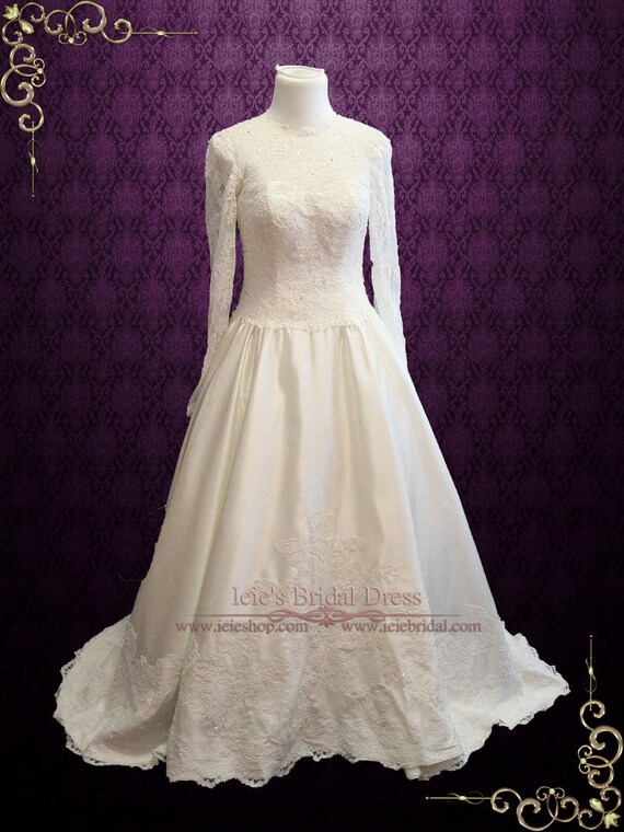 Modesta manga larga de estilo victoriano de encaje vestido de | Etsy México