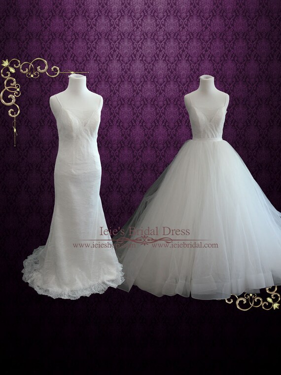 Simple 2 Piece Convertible Ball Gown Wedding Dress With Etsy