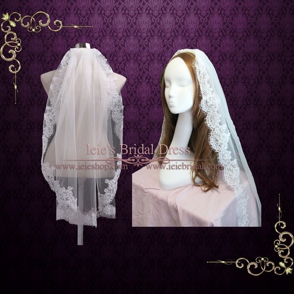 Vingertop Lace Wedding Veil | Single layer kanten sluier VG1047