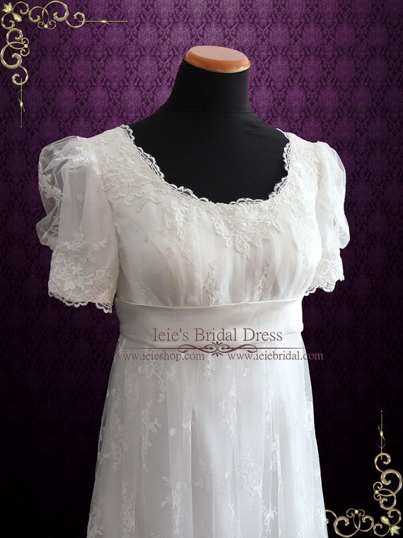 Robe De Mariée Style Régence Dentelle Avec Taille Empire Vintage Robe De Mariée De Style Rétro Robe De Mariée Robe De Bal