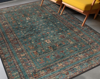 Vintage Style Rug, Antique Look Teppich, Washable Non-Slip Bohemian Area Rug, Turkish Distressed Large Rug 8x10, Rugs for Living Room