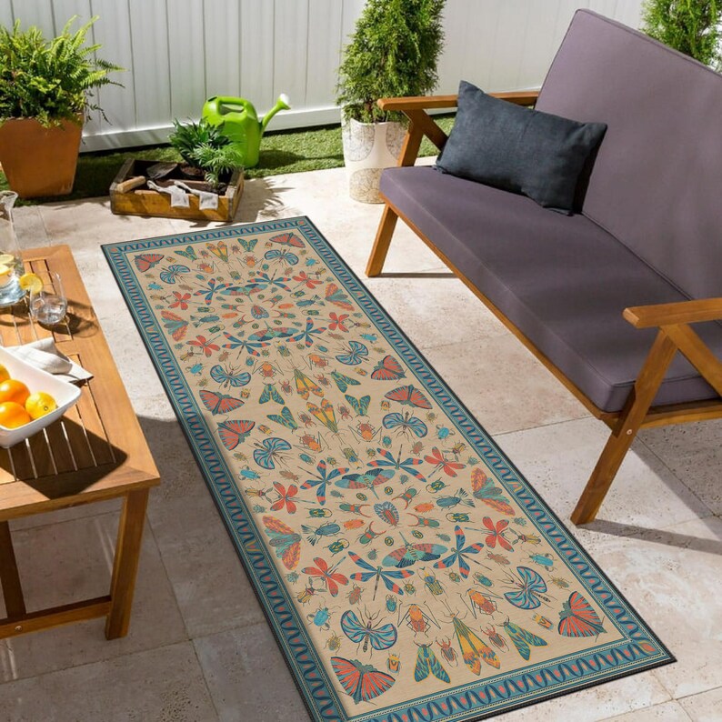Teal Insect Rug Avian-inspired Rug for Home Decoration, Cozy Home, Washable Animal ...