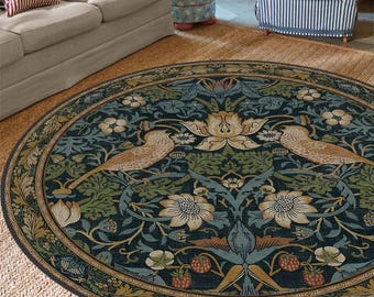 Vogel-inspirierter runder Teppich für die Inneneinrichtung, Waschbarer rutschfester Blumenteppich, Türkischer Beunruhigter Großer Teppich 200x250, Teppiche für Wohnzimmer Schlafzimmer