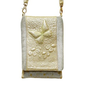 Phone Bag with Embroidery | Handmade Faux Leather Crossbody Phone Case