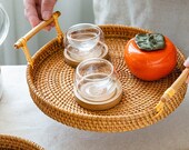 Rattan Round Serving Tray,Rattan Tray Round,Rattan Tray Coffee,Rattan Basket Round,Rattan Bath Tray,Boho Straw Tray,Woven Rattan Tray,Rattan