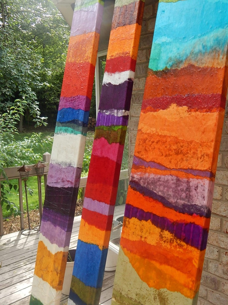 Abstract Mixed Media Art Painting Bowed Panels Variety of Sizes Etsy
