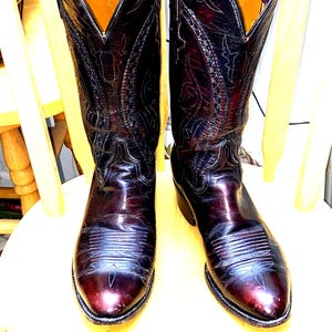 Vintage Lucchese Black Cherry Western Boots – Made in USA, Men's 9.5D