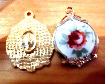 Colgante vintage chapado en oro con diseño floral en la parte posterior. Collar con la Medalla Milagrosa, Virgen María, cadena dorada laminada, chapada o vermeil.