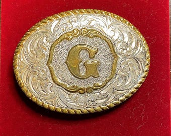 Hebilla estilo western de Crumrine con inicial G - Plata - EE. UU.
