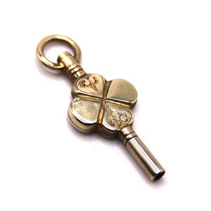 Antique Victorian Miniature Four Leaf Clover Pocket Watch Key Fob / Georgian Lucky Charm Pendant Ladies Pocket Watch Key
