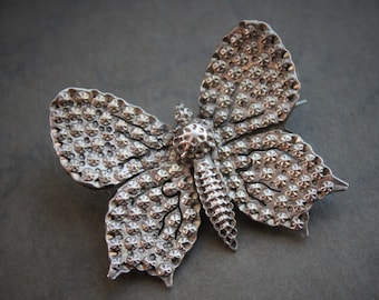 RARE Large Georgian Silver Star Punched Butterfly Brooch