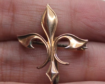 Antique French Fleur de Lis Watch Pin  / Victorian Locket Watch Hanger Brooch