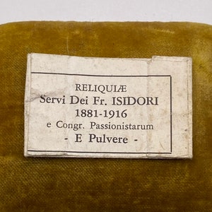 Antique Paper Passionists Reliquary of B. Isidore of St. Joseph / Patron of Cancer Patients